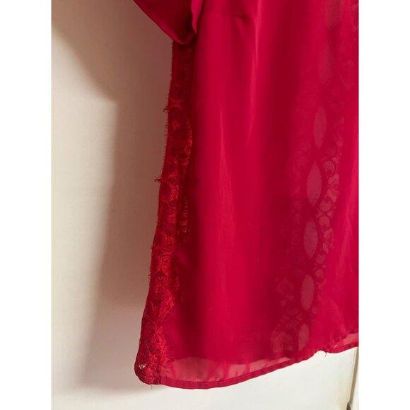 LC Lauren Conrad Small Red Lace Back Blouse - Picture 2 of 5